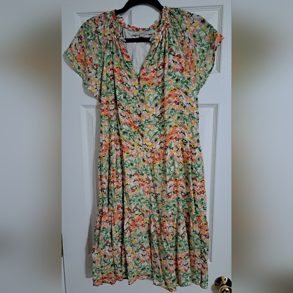 Loft, Large Tall, Floral Print Dress